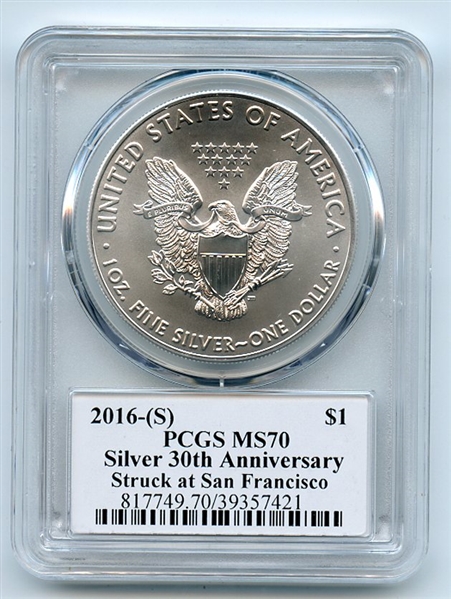 2016 (S) $1 American Silver Eagle 1oz PCGS MS70 Thomas Cleveland Eagle