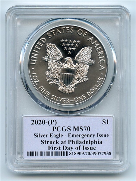2020 (P) $1 Silver Eagle Emergency Issue PCGS MS70 FDOI Thomas Cleveland Native