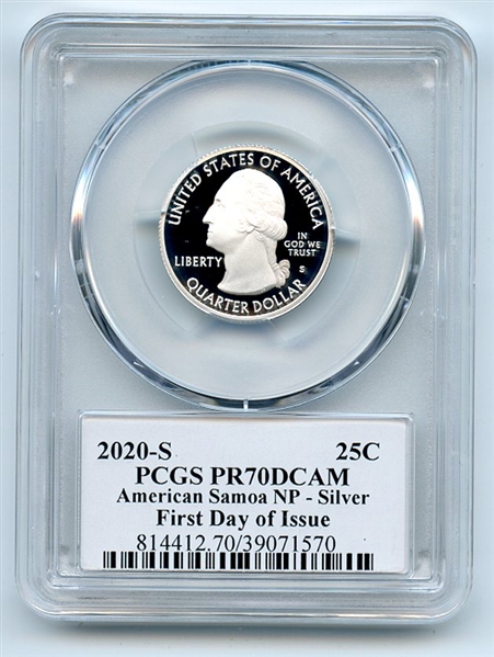 2020 S 25C Silver American Samoa Quarter PCGS PR70DCAM FDOI Leonard Buckley