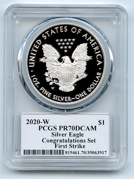 2020 W $1 Proof Silver Eagle Congratulations PCGS PR70DCAM FS Cleveland Arrows