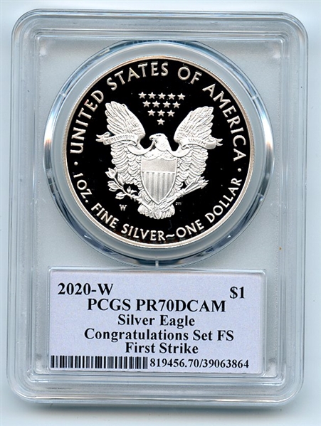 2020 W $1 Proof Silver Eagle Congratulations PCGS PR70DCAM FS Cleveland Native