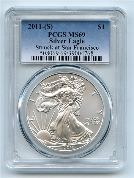 2011 (S) $1 American Silver Eagle Dollar 1oz PCGS MS69