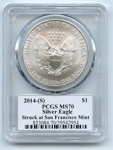 2014 (S) $1 American Silver Eagle Dollar 1oz PCGS MS70 Thomas Cleveland Arrows