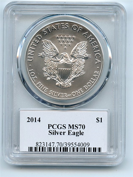 2014 $1 American Silver Eagle Dollar 1oz PCGS MS70 Thomas Cleveland Arrows