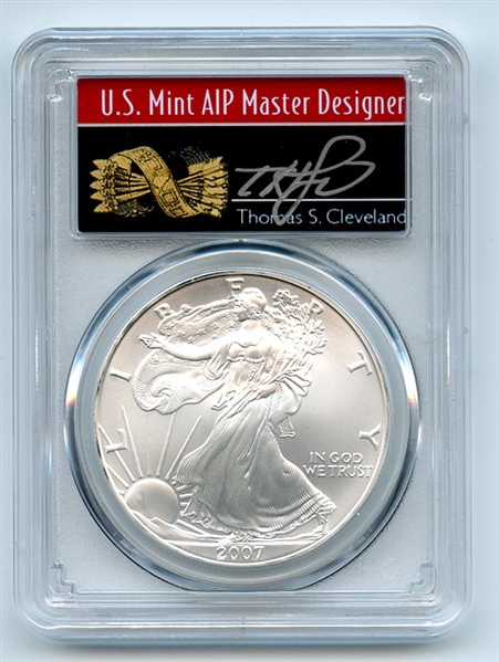 2007 $1 American Silver Eagle Dollar 1oz PCGS MS70 Thomas Cleveland Arrows