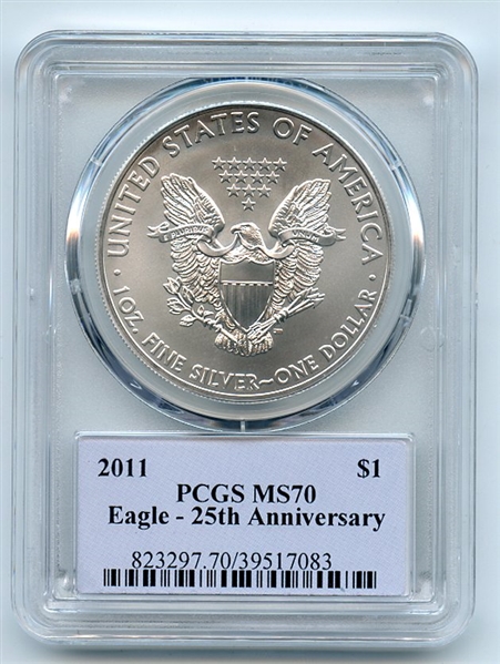 2011 $1 American Silver Eagle Dollar 1oz PCGS MS70 Thomas Cleveland Native