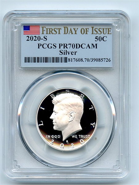 2020 S 50C Silver Kennedy Half Dollar PCGS PR70DCAM First Day of Issue