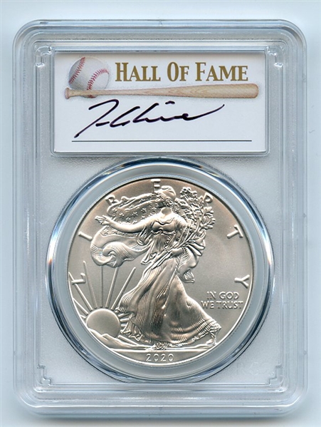 2020 $1 American Silver Eagle 1oz PCGS MS70 FDOI Tom Glavine