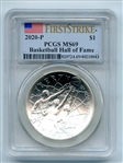 2020 P $1 Basketball Hall of Fame Silver Commemorative PCGS MS69 First Strike