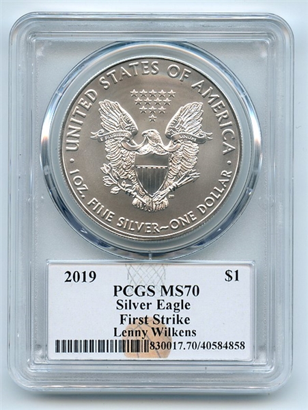 2019 $1 American Silver Eagle 1oz Dollar PCGS MS70 First Strike Lenny Wilkens