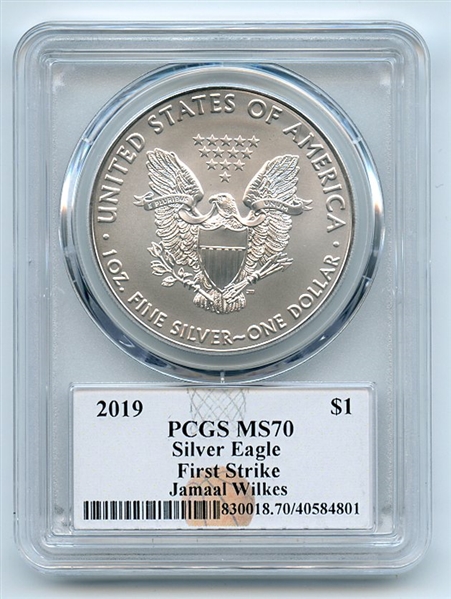 2019 $1 American Silver Eagle 1oz Dollar PCGS MS70 First Strike Jamaal Wilkes