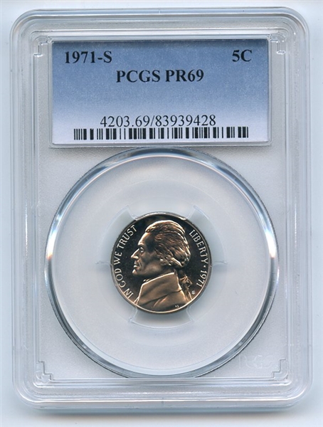 1971 S 5C Jefferson Nickel PCGS PR69