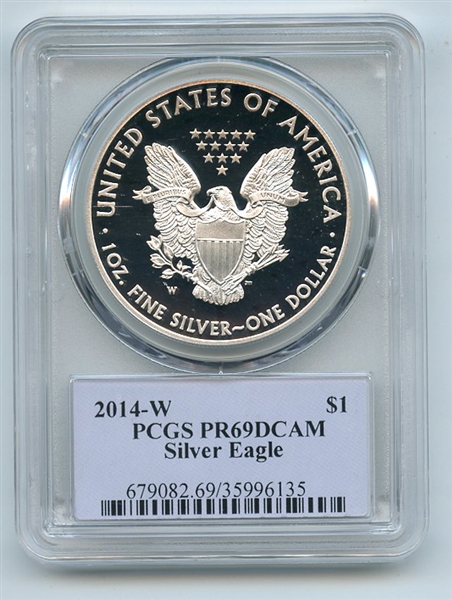 2014 W $1 Proof American Silver Eagle 1oz PCGS PR69DCAM Thomas Cleveland Native