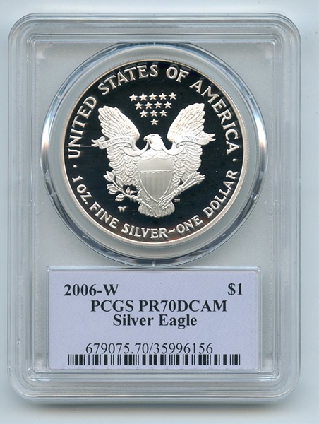 2006 W $1 Proof American Silver Eagle 1oz PCGS PR70DCAM Thomas Cleveland Native