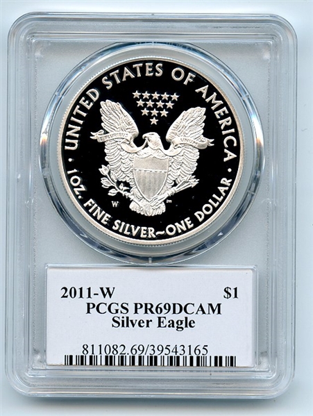 2011 W $1 Proof American Silver Eagle 1oz PCGS PR69DCAM Leonard Buckley