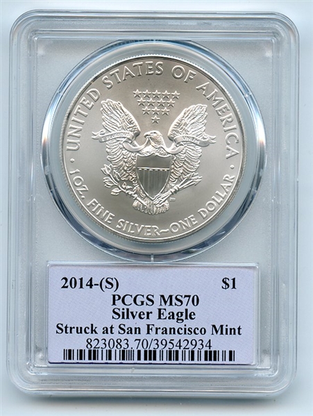 2014 (S) $1 American Silver Eagle Dollar 1oz PCGS MS70 Thomas Cleveland Native