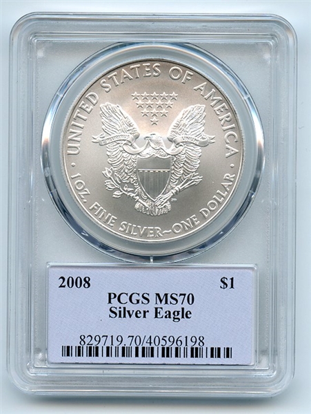 2008 $1 American Silver Eagle 1oz Dollar PCGS MS70 Thomas Cleveland Native