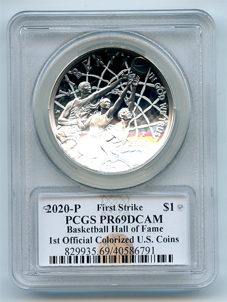 2020 P $1 Colorized Basketball Commemorative PCGS PR69DCAM First Strike Private Collection