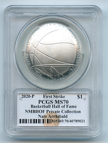 2020 P $1 Basketball Hall of Fame Silver Commem PCGS MS70 FS Nate Arichibald