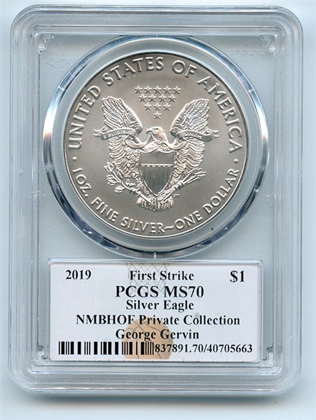 2019 $1 American Silver Eagle Dollar 1oz PCGS MS70 FS George Gervin