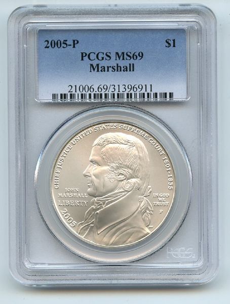 2005 P $1 Chief Justice Marshall Silver Commemorative Dollar PCGS MS69