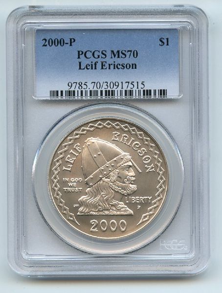 2000 P $1 Leif Ericson Silver Commemorative Dollar PCGS MS70
