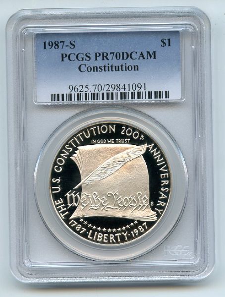 1987 S $1 Constitution Silver Commemorative Dollar PCGS PR70DCAM