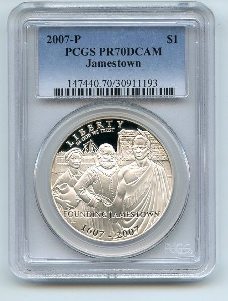 2007 P $1 Jamestown Silver Commemorative Dollar PCGS PR70DCAM