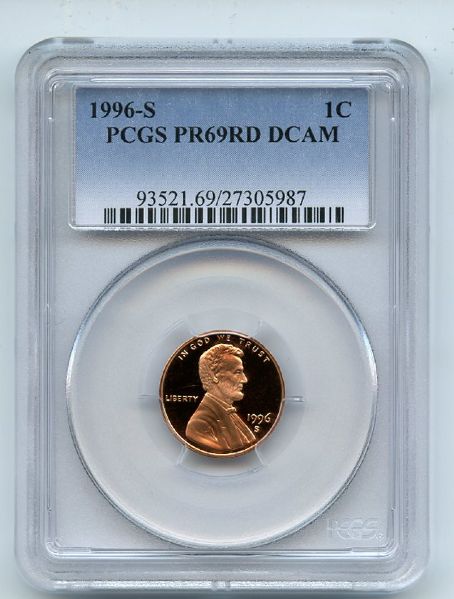 1996 S 1C Lincoln Cent Proof PCGS PR69DCAM