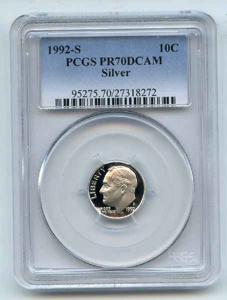 1992 S 10C Silver Roosevelt Dime Proof PCGS PR70DCAM