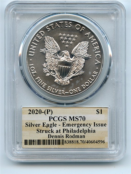 2020 (P) $1 Silver Eagle Emergency Issue PCGS MS70 Dennis Rodman