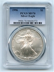 1996 $1 American Silver Eagle Dollar 1oz PCGS MS70