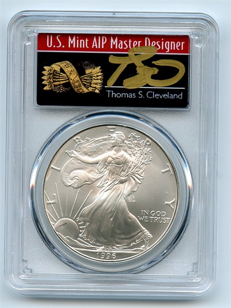 1996 $1 American Silver Eagle Dollar 1oz PCGS MS70 Thomas Cleveland Arrows