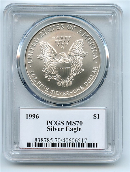 1996 $1 American Silver Eagle Dollar 1oz PCGS MS70 Thomas Cleveland Arrows