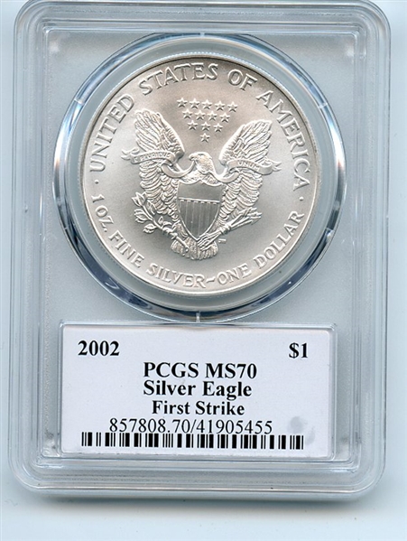 2002 $1 American Silver Eagle 1oz PCGS MS70 First Strike Fred Haise