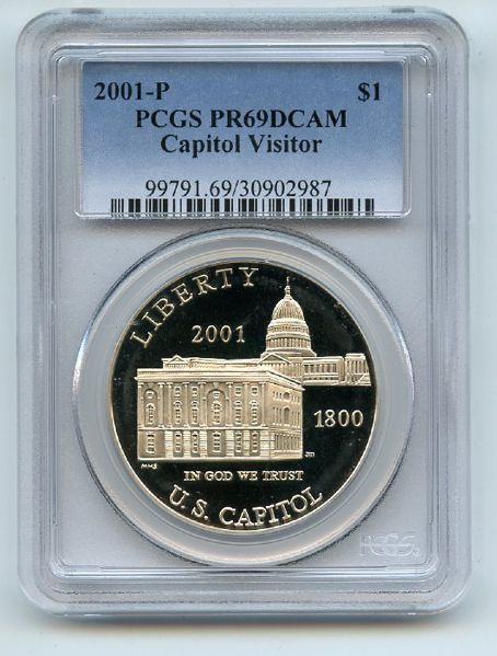 2001 P $1 Capitol Visitor Silver Commemorative Dollar PCGS PR69DCAM
