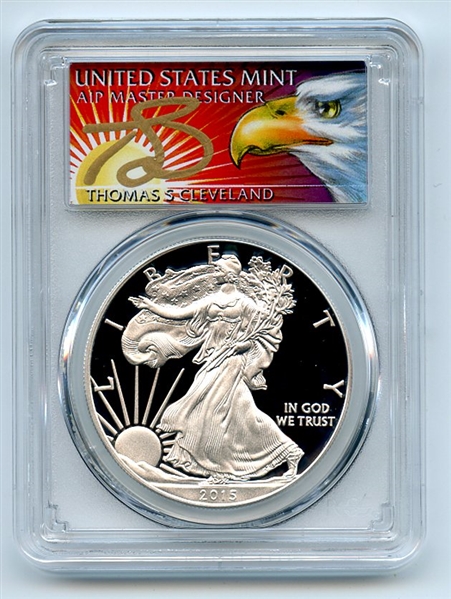 2015 W $1 Proof American Silver Eagle 1oz PCGS PR69DCAM Thomas Cleveland Eagle
