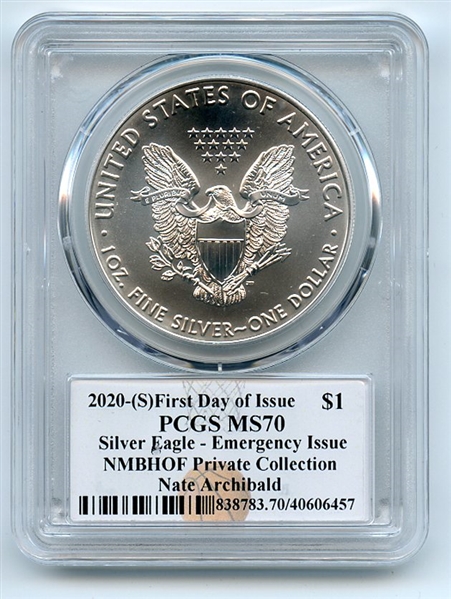 2020 (S) $1 Silver Eagle Emergency Issue PCGS MS70 FDOI Nate Archibald