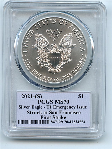 2021 (S) $1 Silver Eagle 1oz Dollar Emergency PCGS MS70 FS Cleveland Native