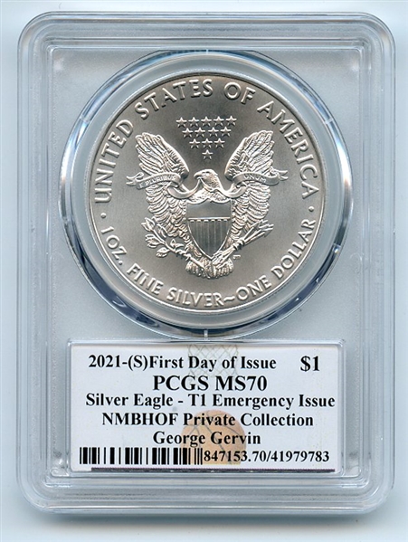 2021 (S) $1 Emergency Issue American Silver Eagle PCGS MS70 FDOI George Gervin