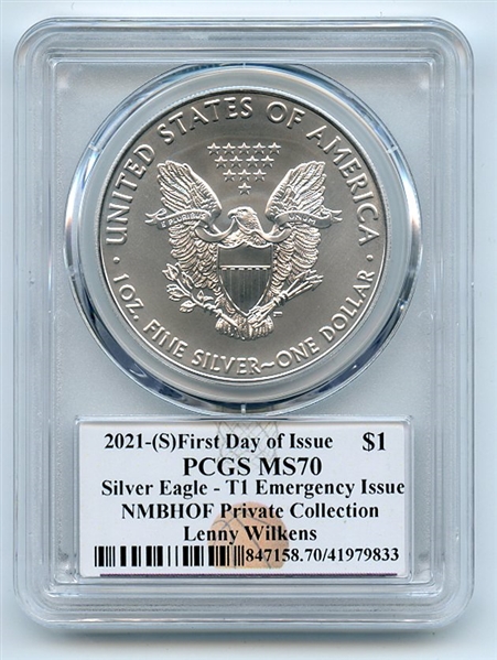 2021 (S) $1 Emergency Issue American Silver Eagle PCGS MS70 FDOI Lenny Wilkens