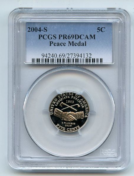 2004 S 5C Peace Medal Jefferson Nickel PCGS PR69DCAM