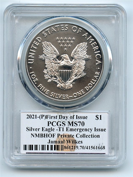 2021 (P) $1 Emergency Issue American Silver Eagle PCGS MS70 FDOI Jamaal Wilkes