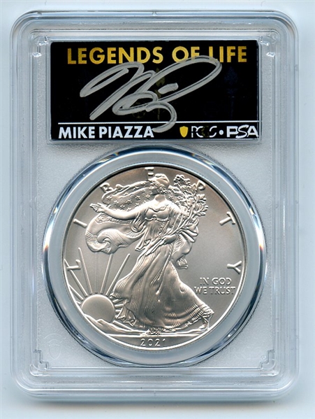 2021 (P) $1 Silver Eagle Emergency T1 PCGS PSA MS70 Legends of Life Mike Piazza