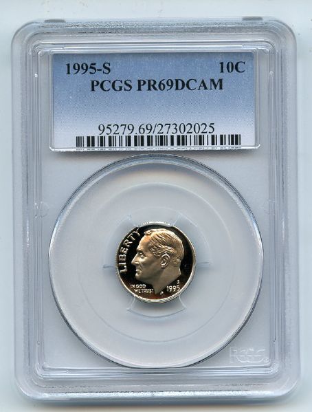 1995 S 10C Roosevelt Dime Proof PCGS PR69DCAM
