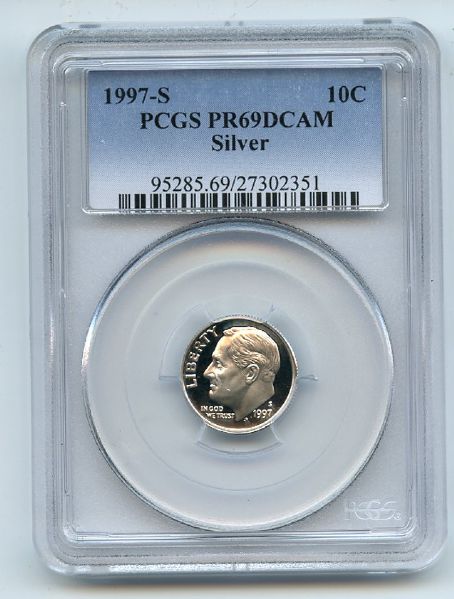 1997 S 10C Silver Roosevelt Dime Proof PCGS PR69DCAM