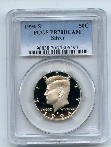 1994 S 50C Silver Kennedy Half Dollar Proof PCGS PR70DCAM