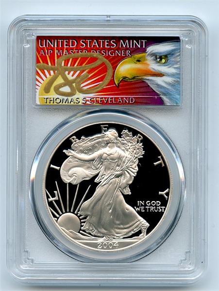2004 W $1 Proof American Silver Eagle 1oz PCGS PR70DCAM Thomas Cleveland Eagle