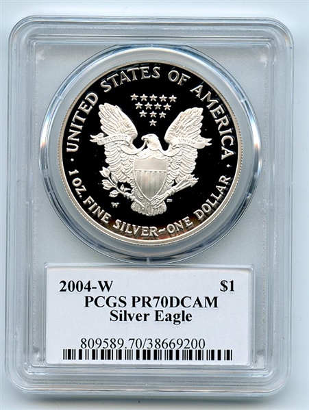 2004 W $1 Proof American Silver Eagle 1oz PCGS PR70DCAM Thomas Cleveland Eagle