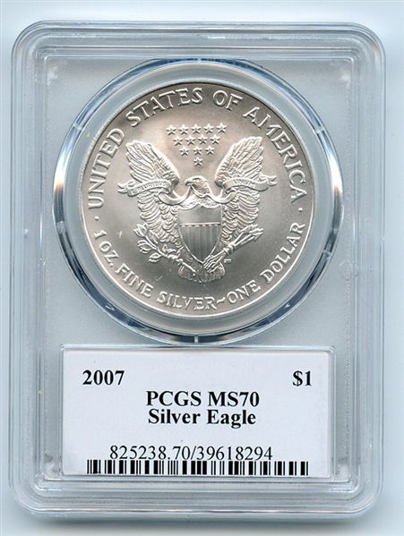 2007 $1 American Silver Eagle Dollar 1oz PCGS MS70 Leonard Buckley